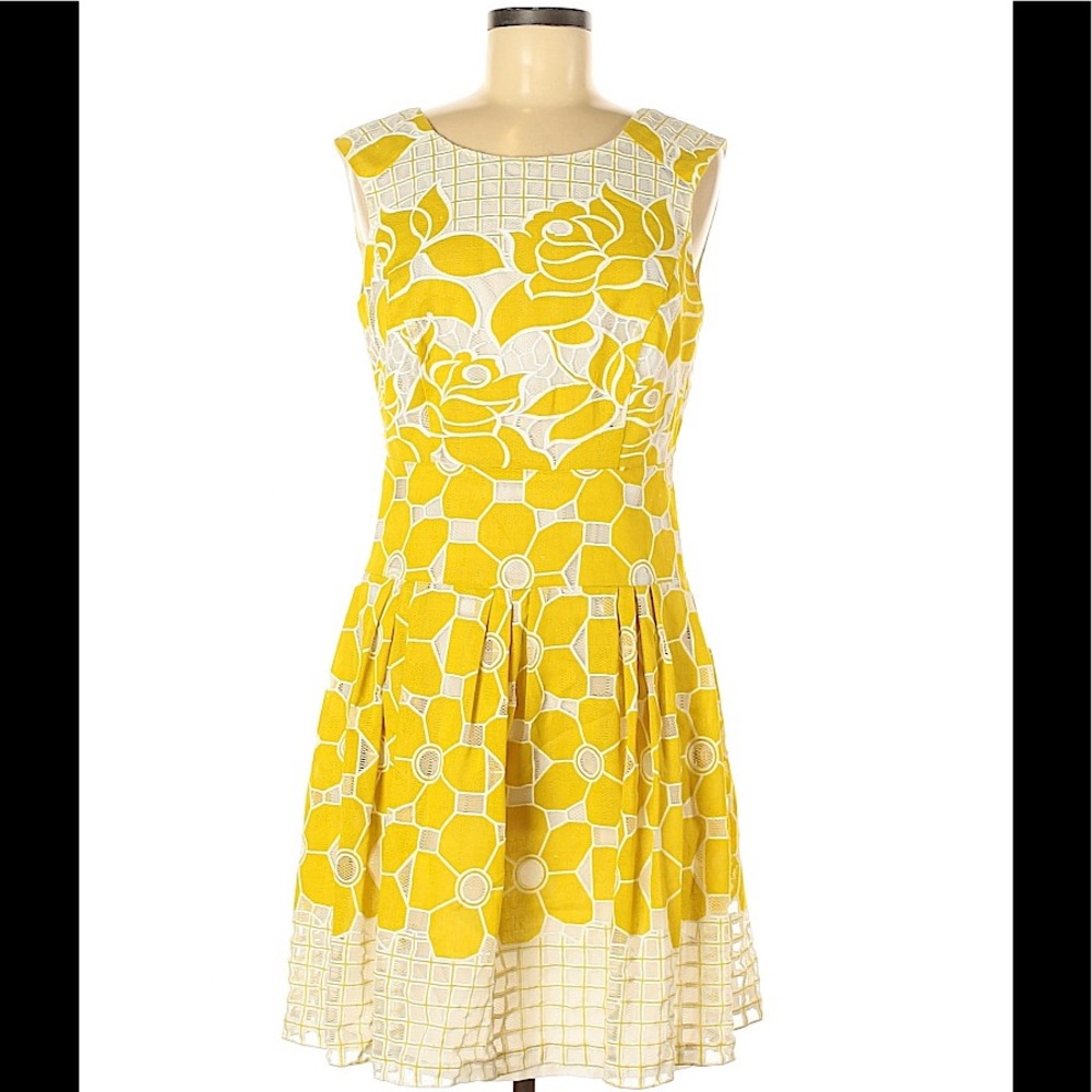 COVINGTON Yellow Check Midi Sleeveless Dress